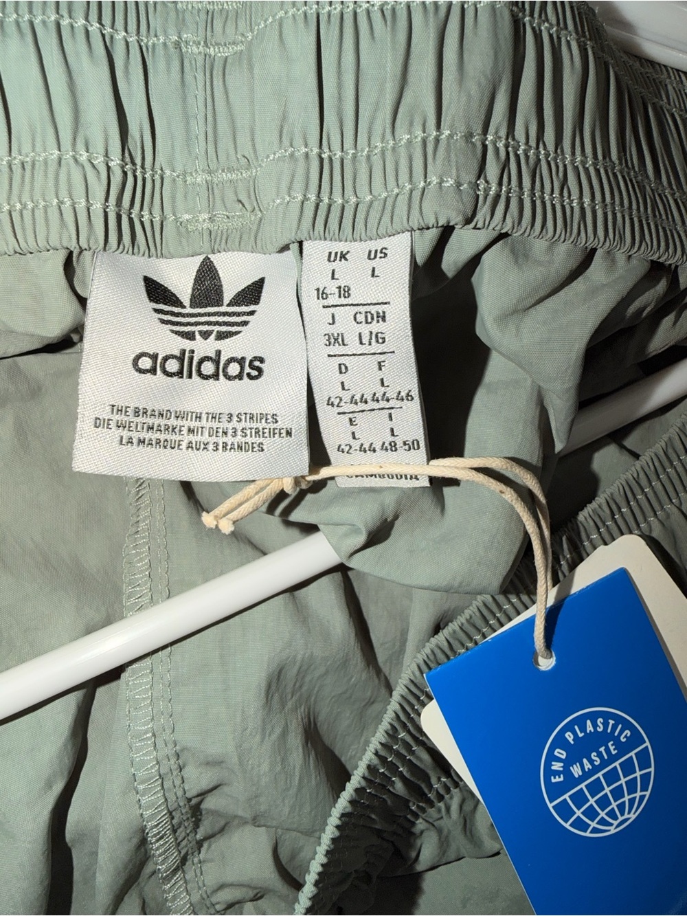 adidas Sage Green Cargo Track Pants with White Stripes - Picture 2 of 5